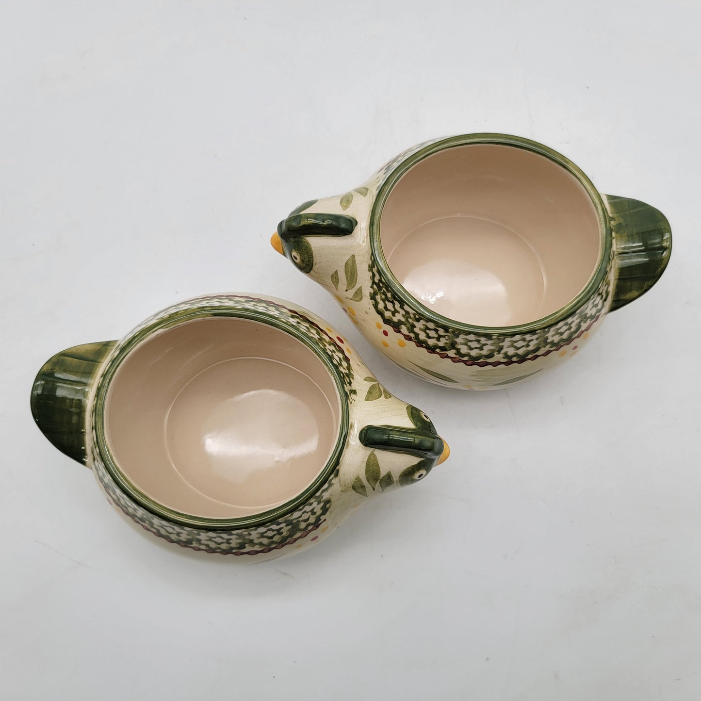 Pair of Temptations Old World Green Chicken Ramikens