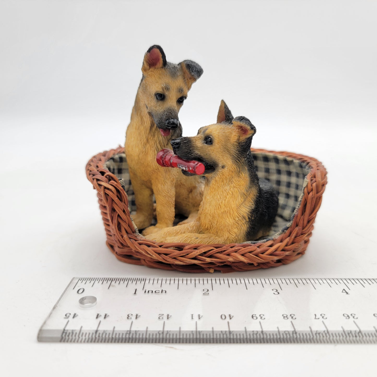 Living Stone German Shepherd Puppies in a Basket