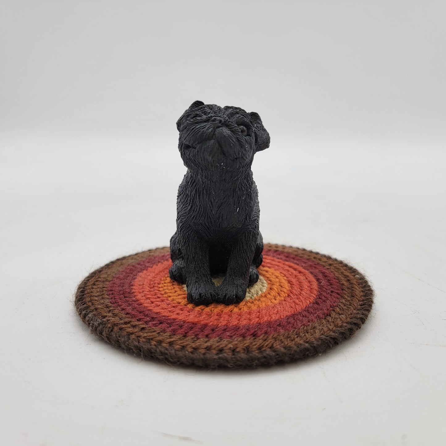 Sandicast Black Pug on Braided Rug Figurine