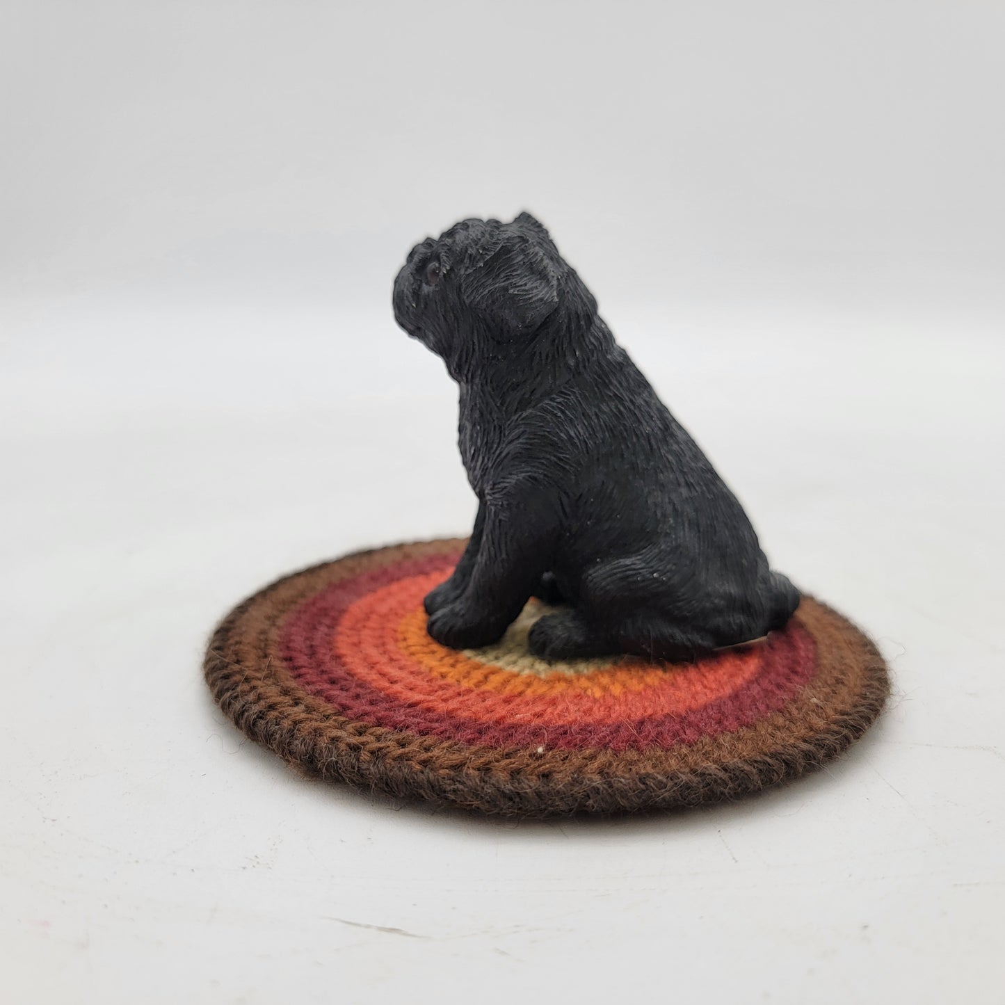 Sandicast Black Pug on Braided Rug Figurine