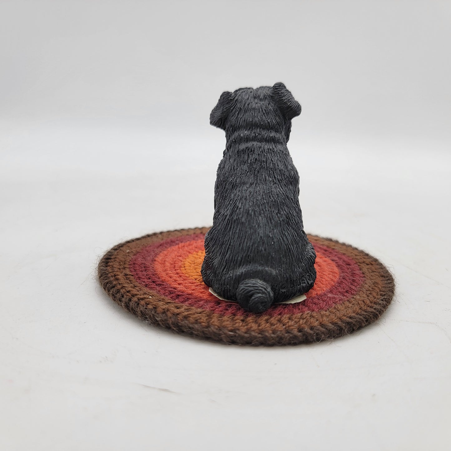 Sandicast Black Pug on Braided Rug Figurine
