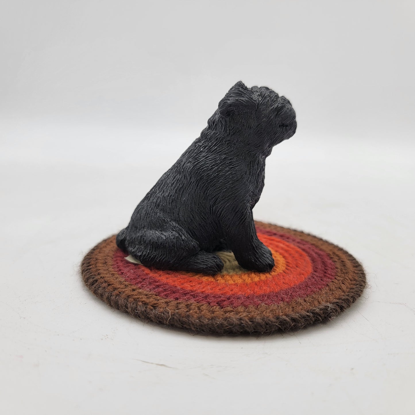 Sandicast Black Pug on Braided Rug Figurine