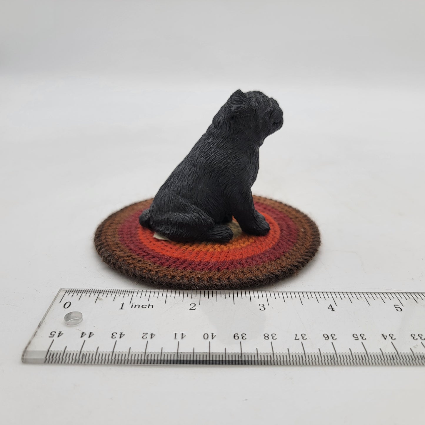 Sandicast Black Pug on Braided Rug Figurine