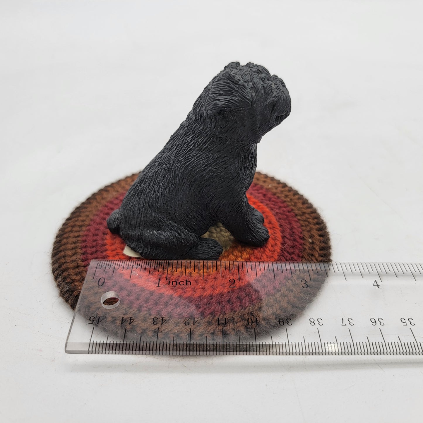 Sandicast Black Pug on Braided Rug Figurine