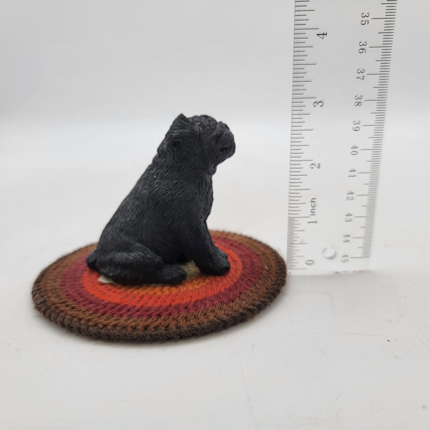 Sandicast Black Pug on Braided Rug Figurine