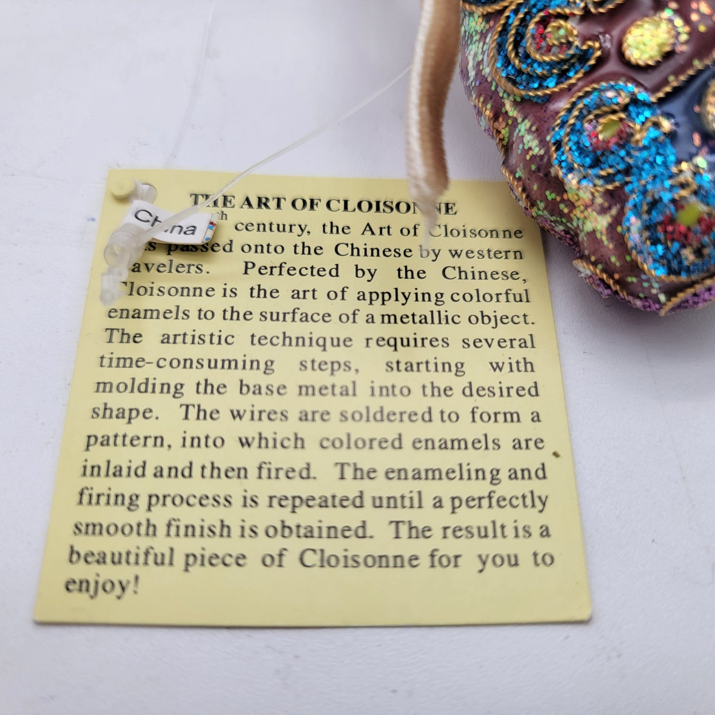 Sparkling Cloisonne Peacock Ornament