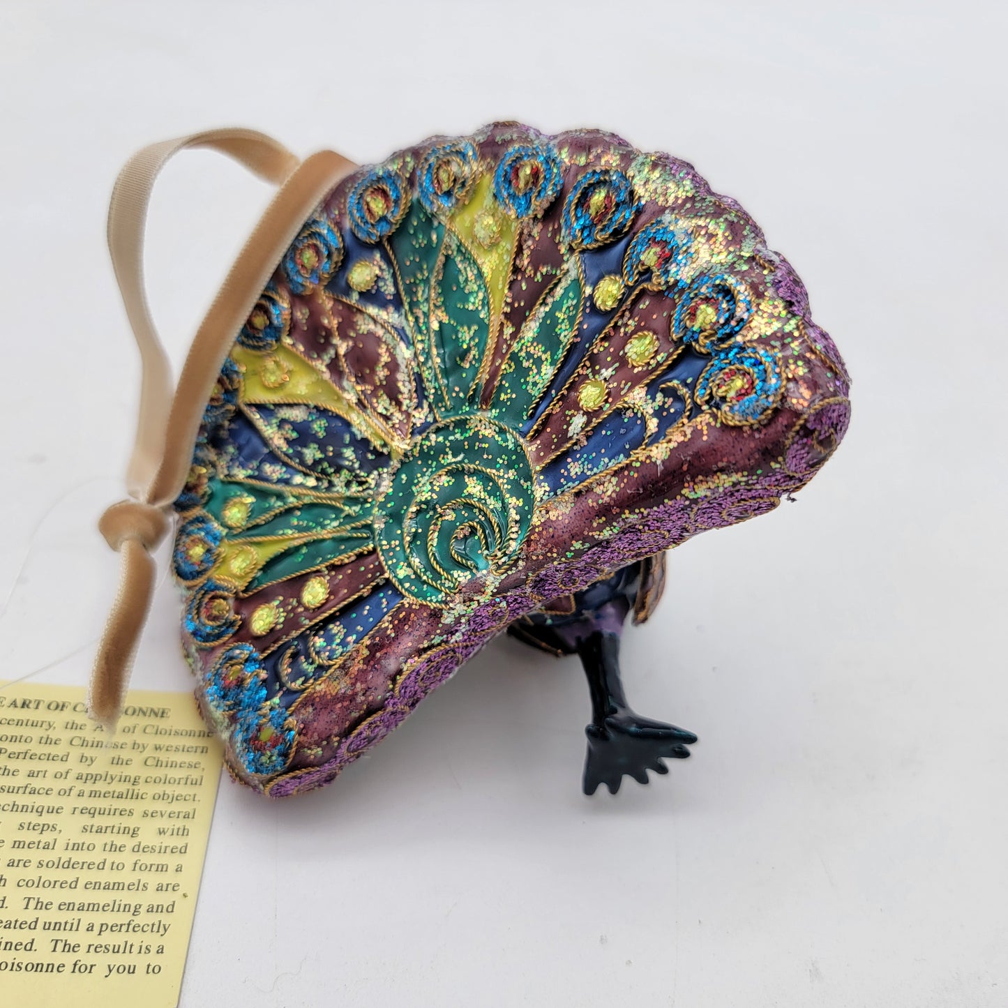 Sparkling Cloisonne Peacock Ornament
