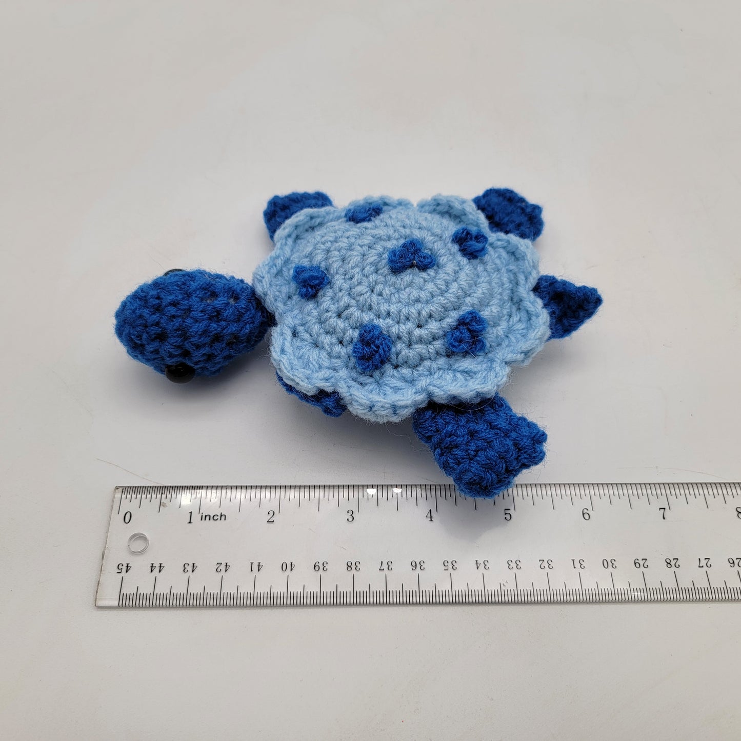 Hand Crocheted Turtle 3 Legged Blue in Honor of Ilene