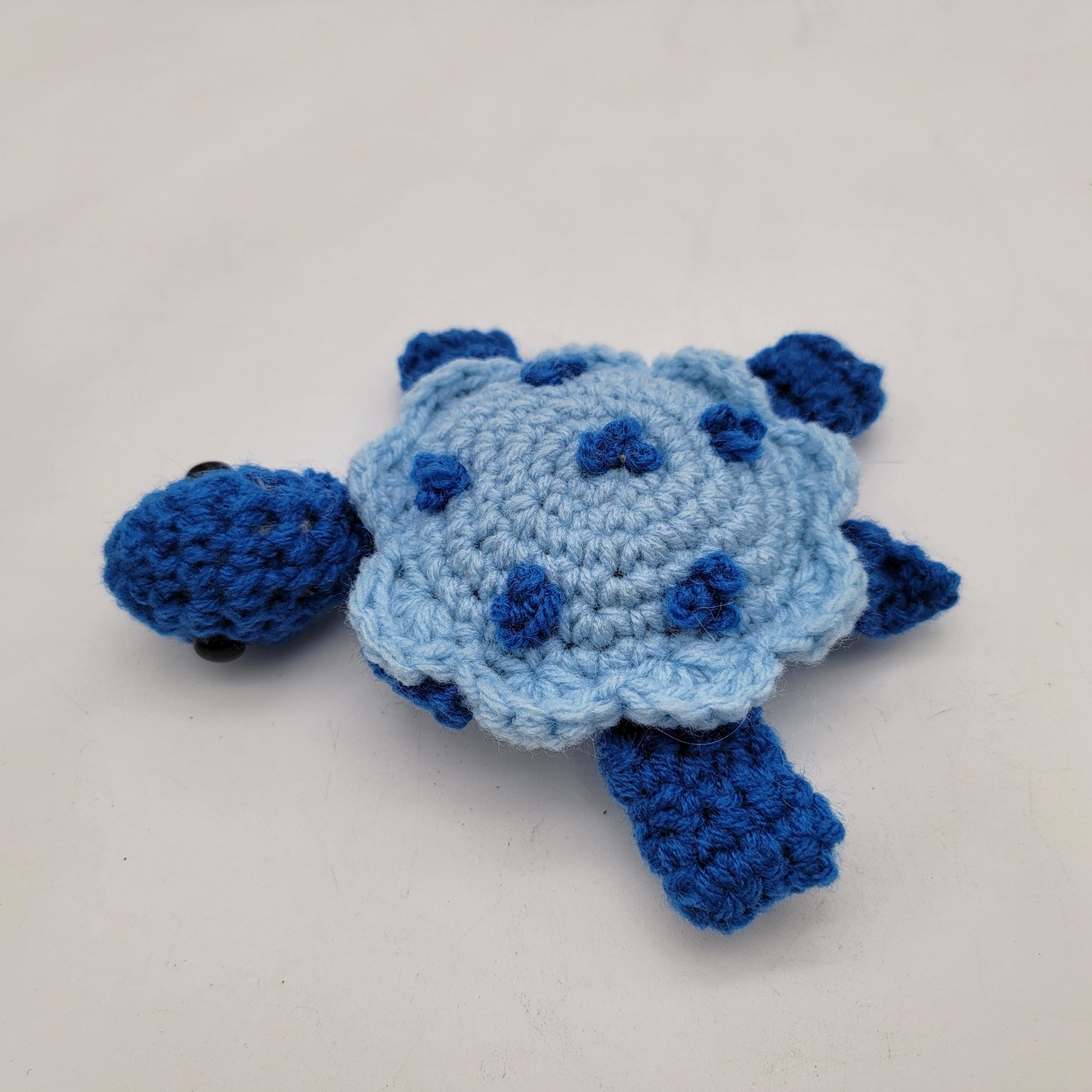 Hand Crocheted Turtle 3 Legged Blue in Honor of Ilene