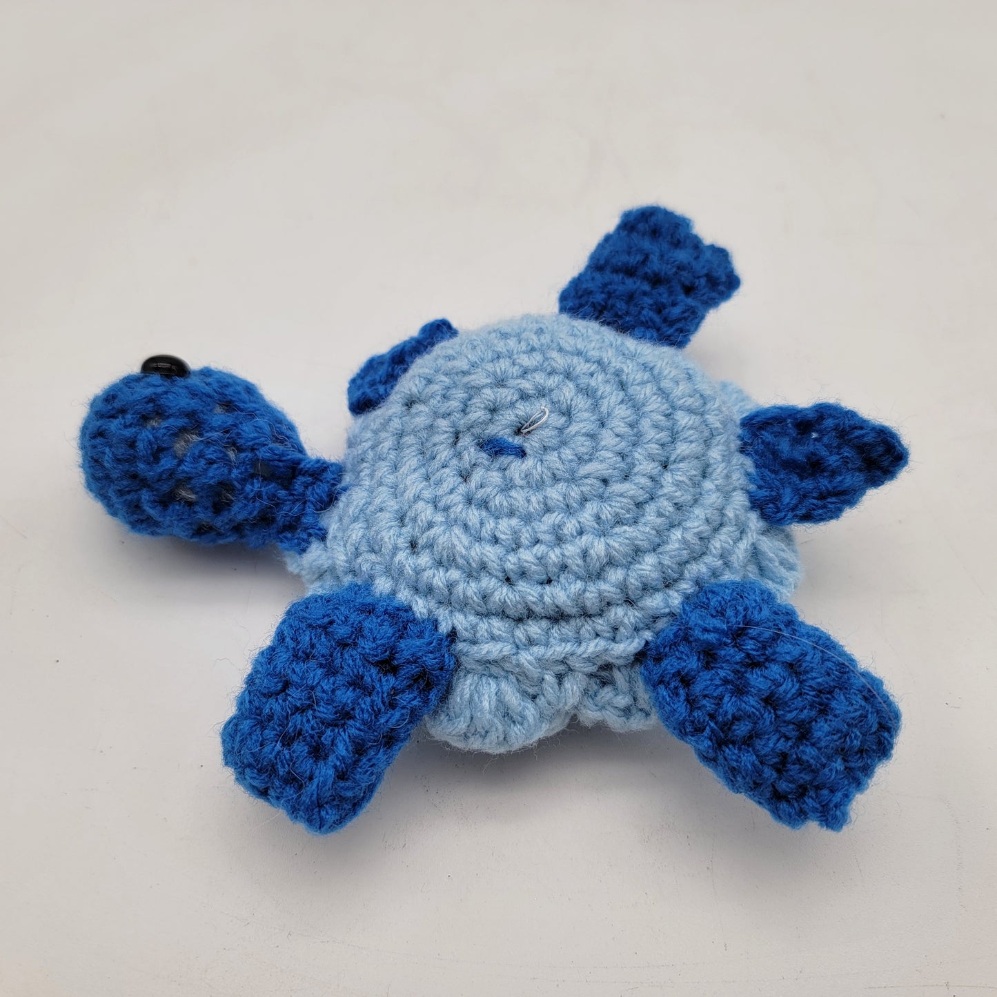 Hand Crocheted Turtle 3 Legged Blue in Honor of Ilene