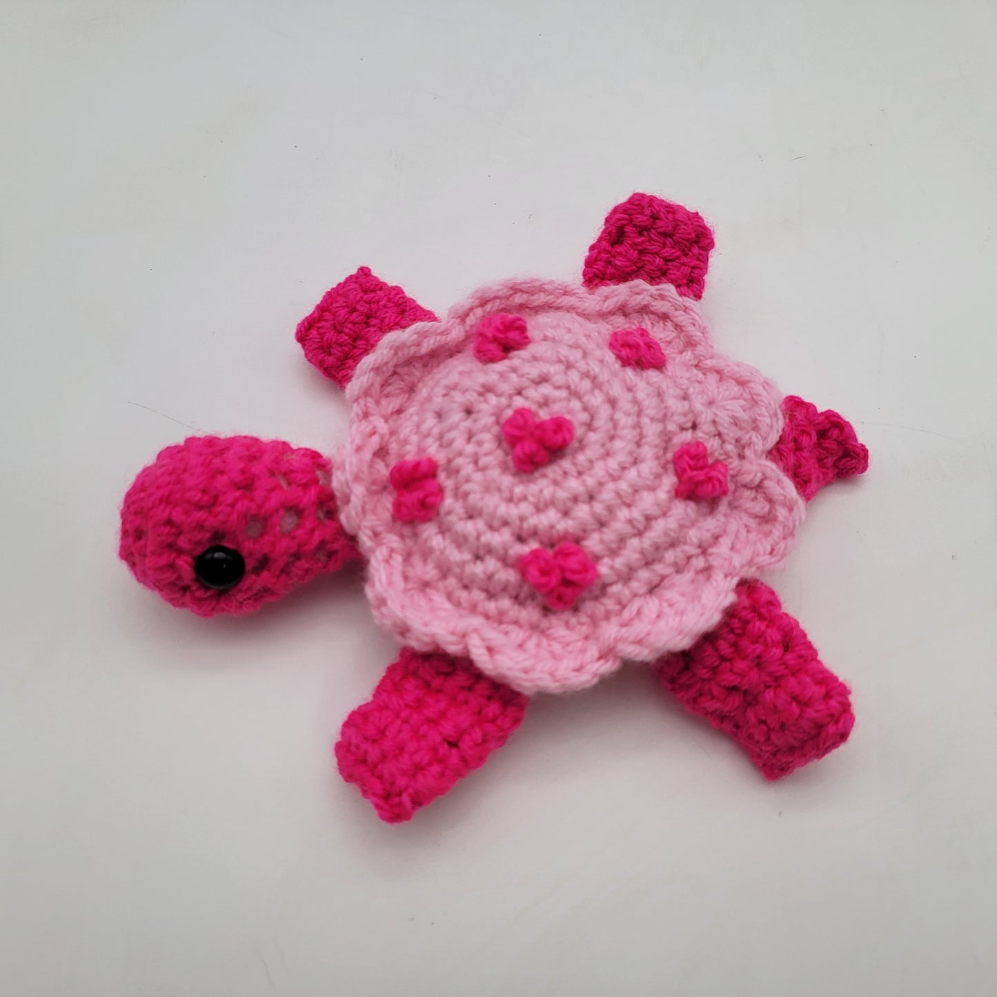 Hand Crocheted Turtle Pink on Pink
