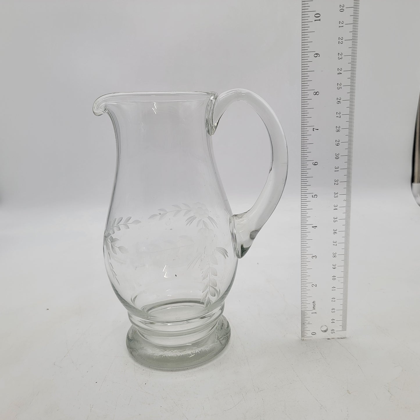 Antique Etched Glass Pitcher