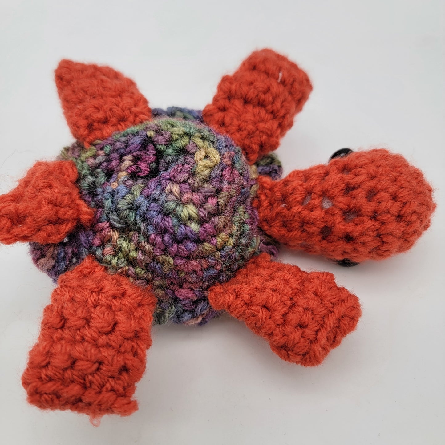 Hand Crocheted Turtle Orange with Butterfly