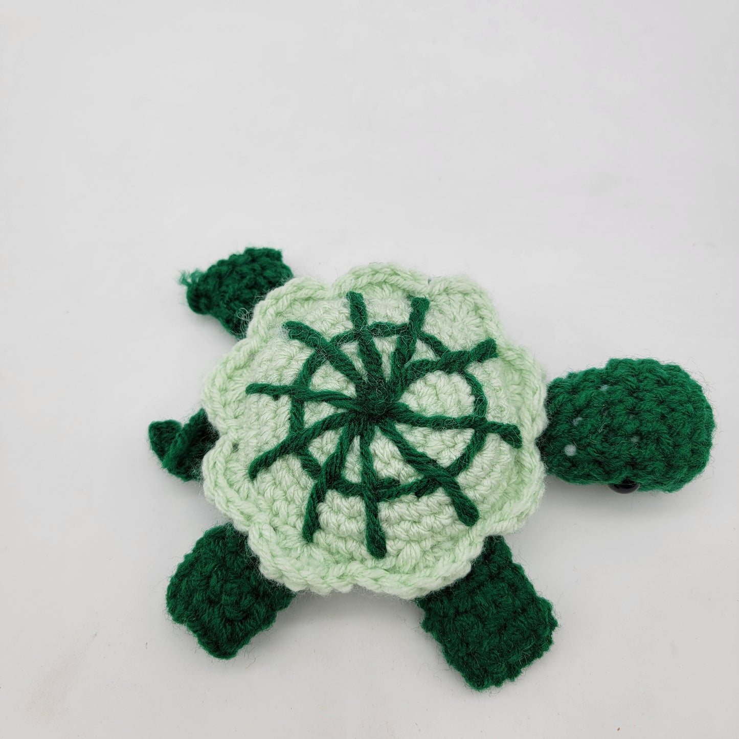 Hand Crocheted 3 Legged Turtle Green on Green
