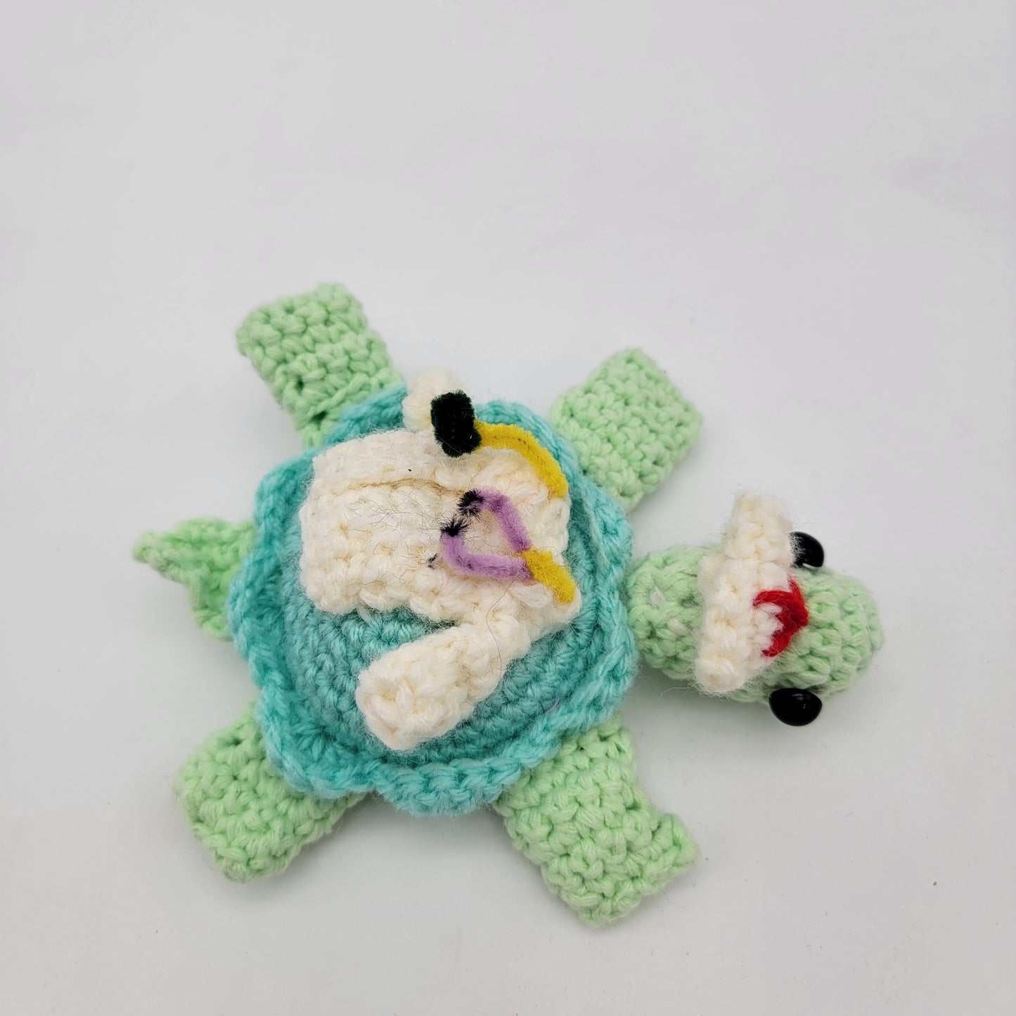 Hand Crocheted Nurse Turtle Green and Baby Blue