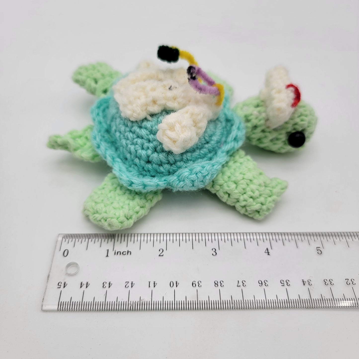Hand Crocheted Nurse Turtle Green and Baby Blue