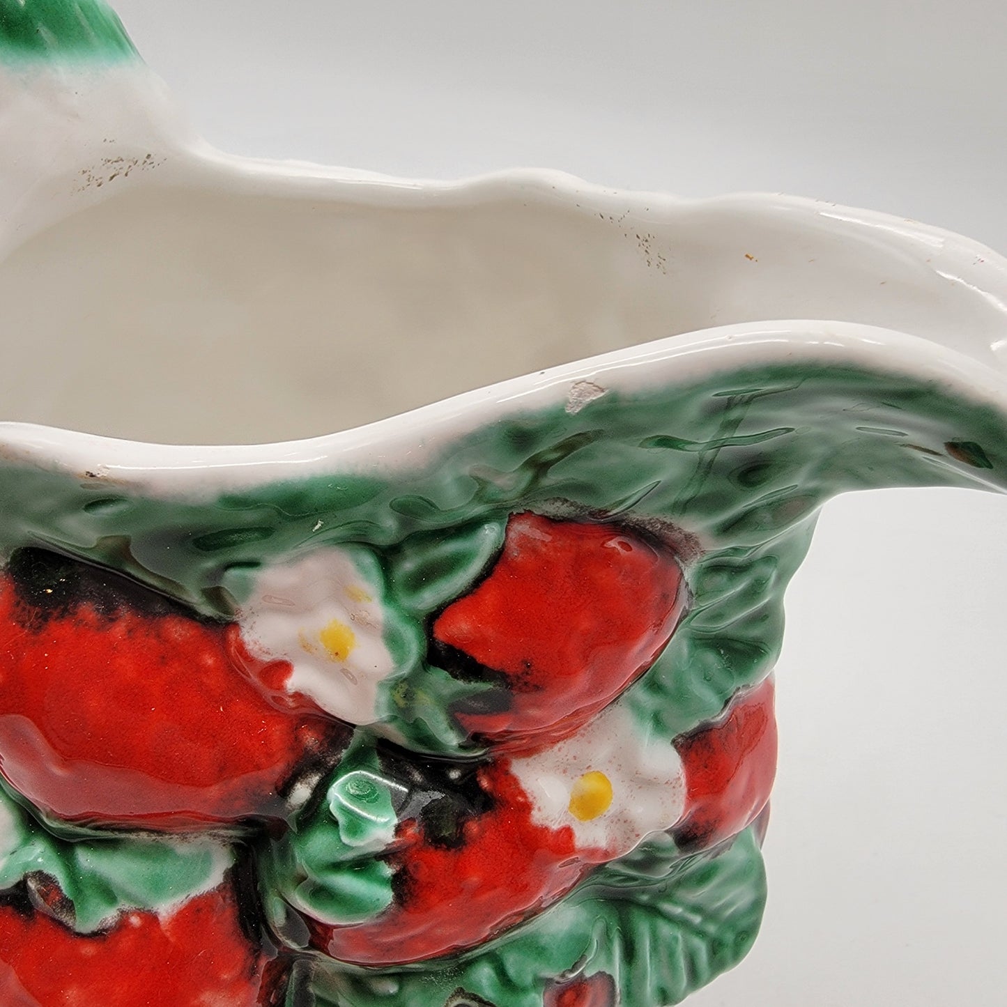 Vintage Italian Majolica Strawberries Water Pitcher