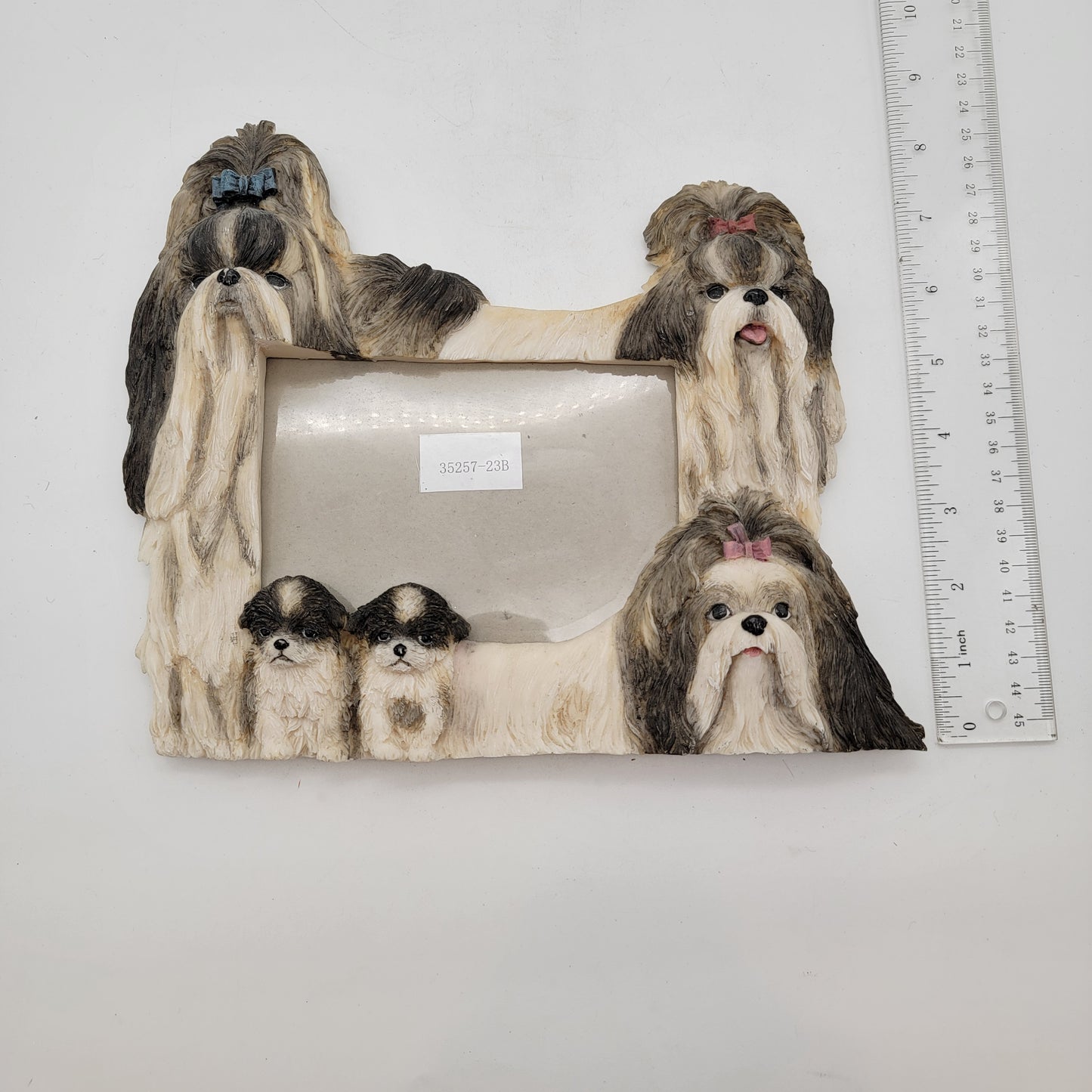 3-D Shih-Tzu Dog Family Photo Frame - Black
