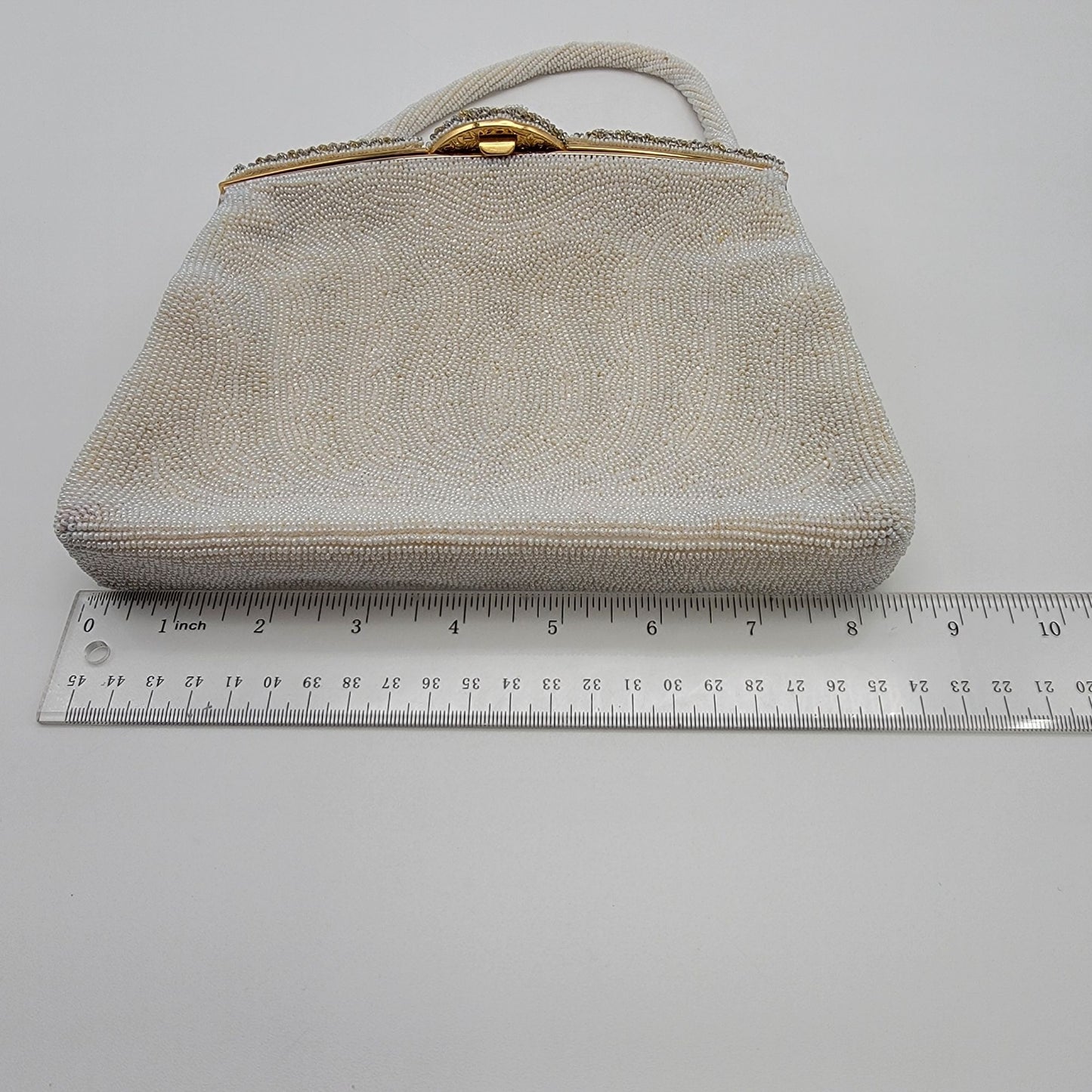 Vintage Walborg White Beaded Evening Bag Purse