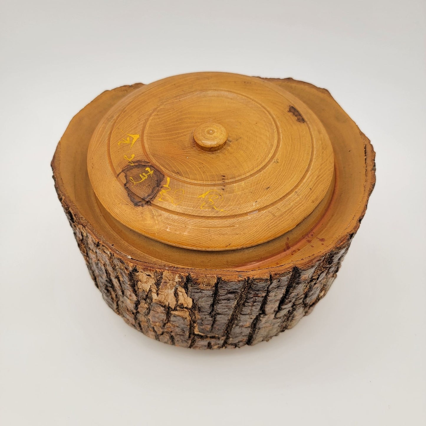 Wooden Log Storage Box With Lid