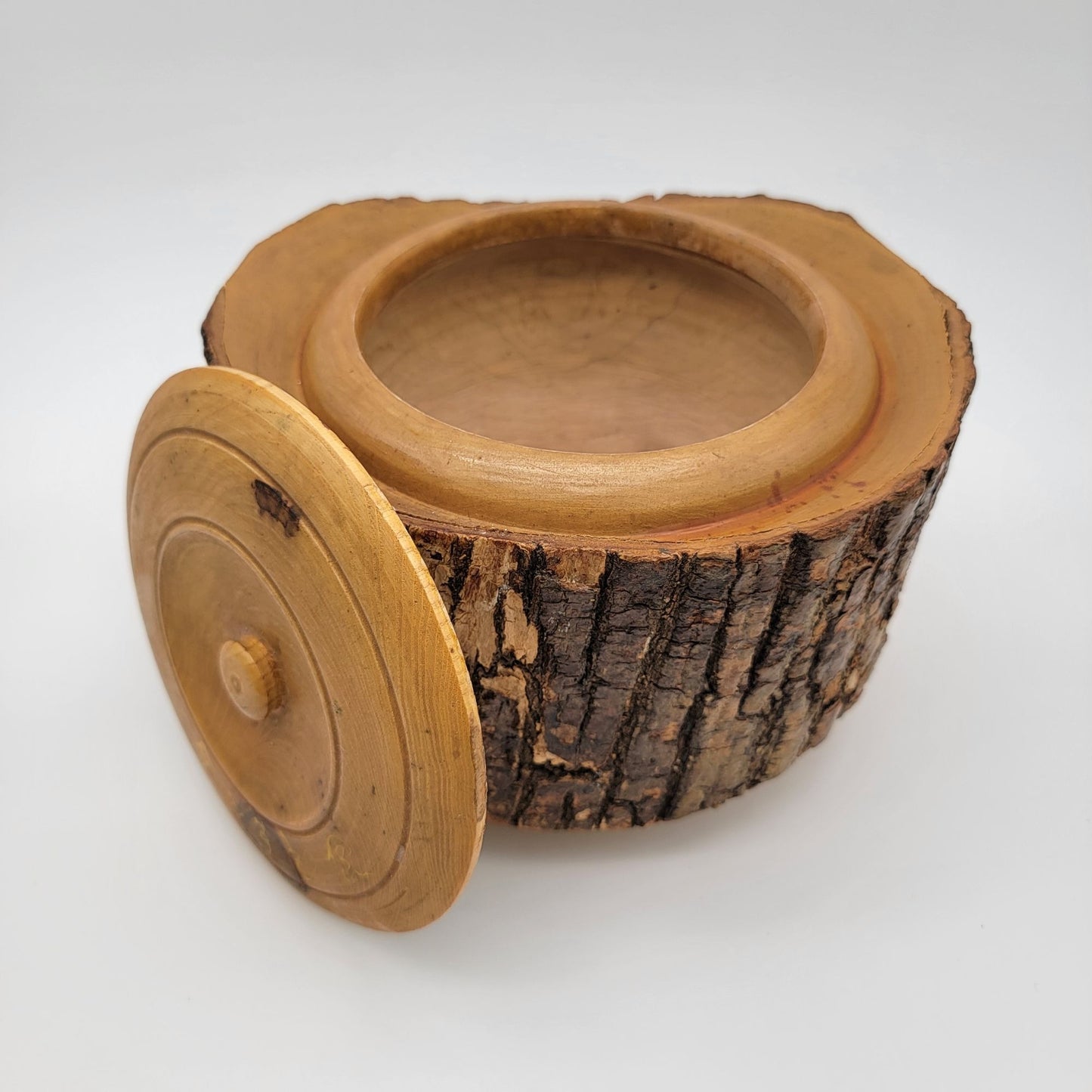 Wooden Log Storage Box With Lid