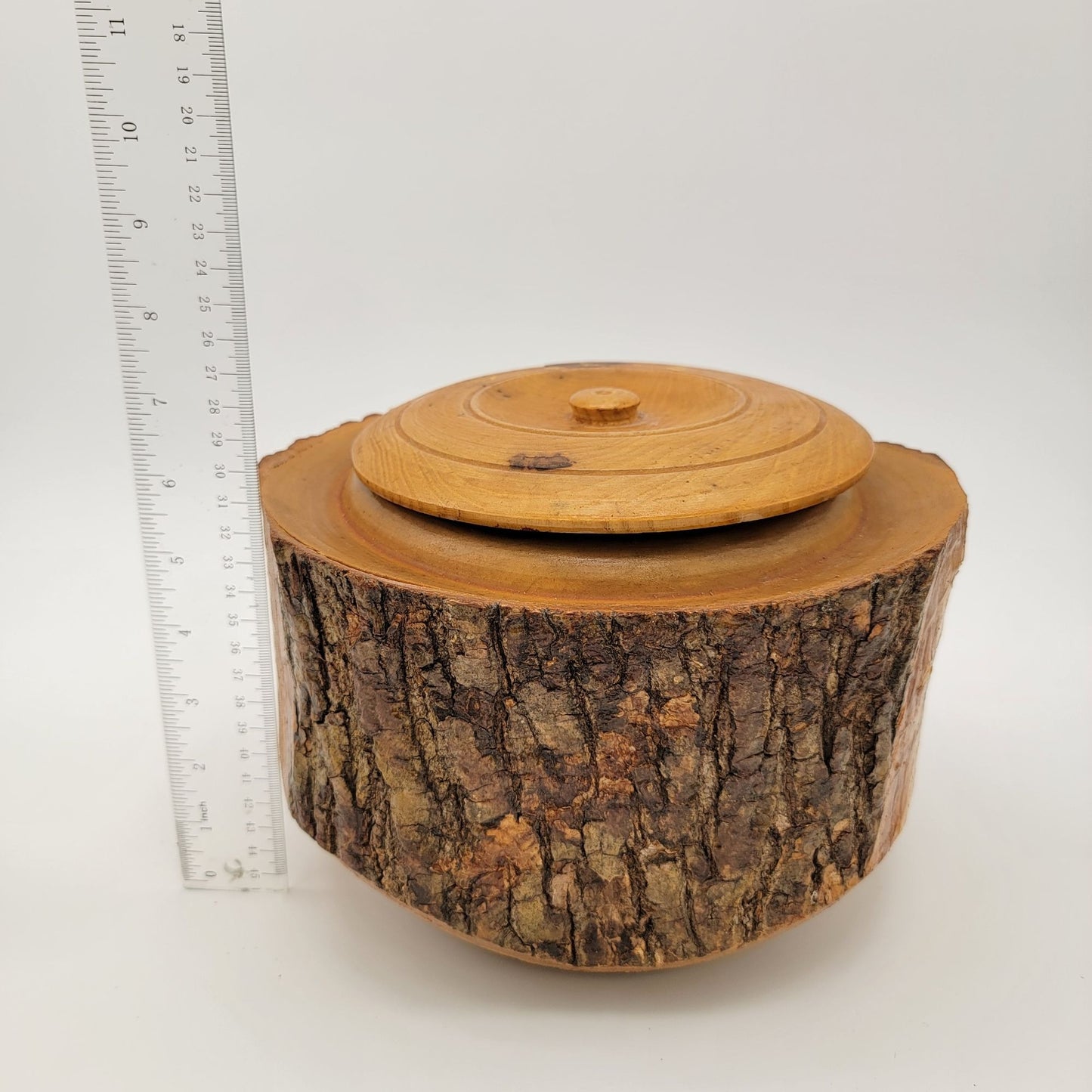 Wooden Log Storage Box With Lid