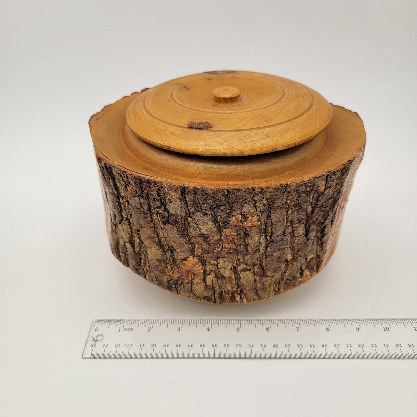 Wooden Log Storage Box With Lid