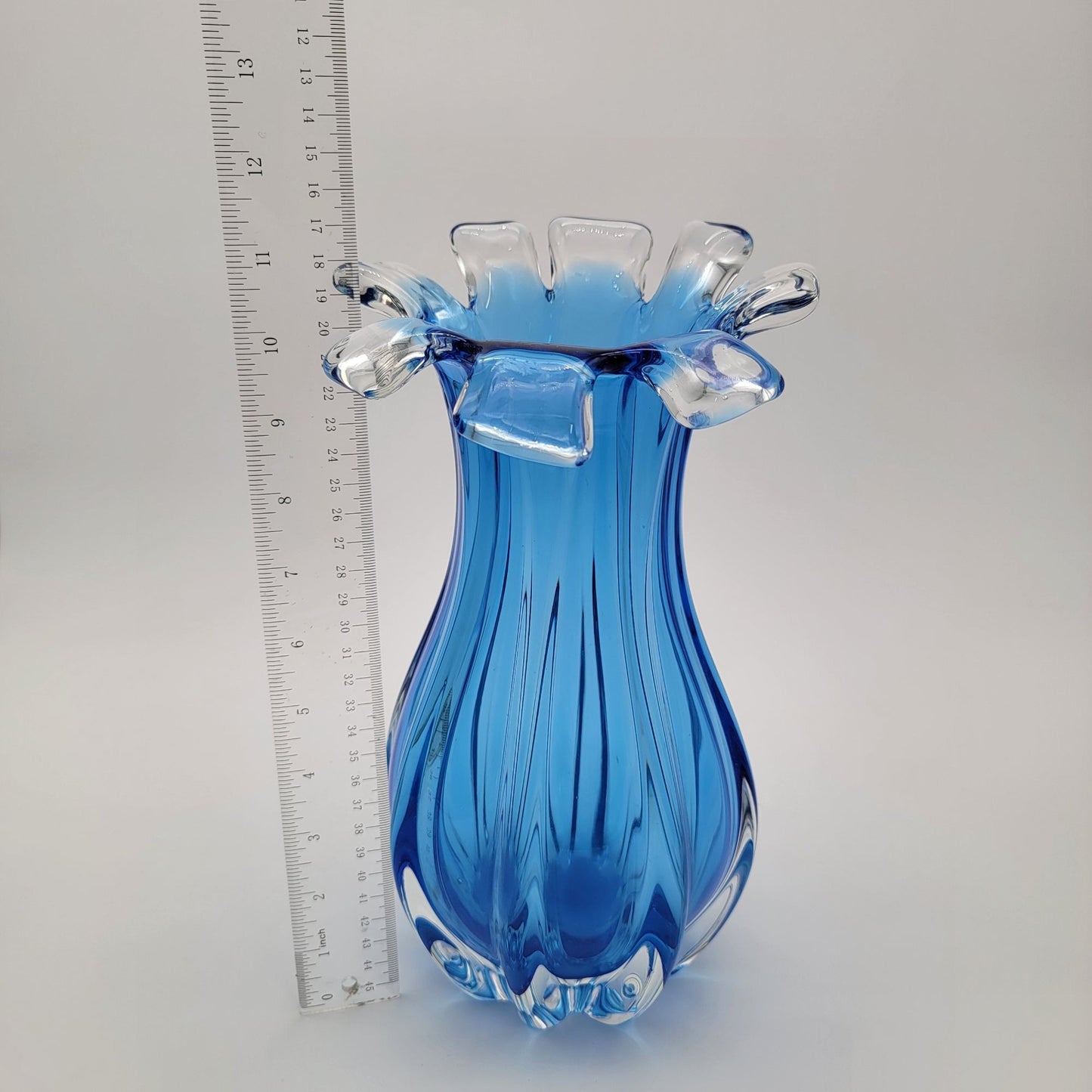 Murano Blue Sommerso Glass Vase