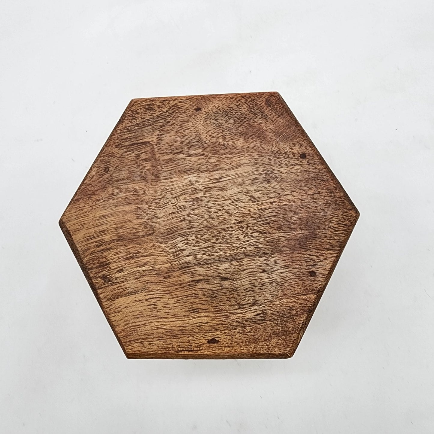 4 Hand Painted Eggs in Vintage Hexagon Wood Box With Brass Latch