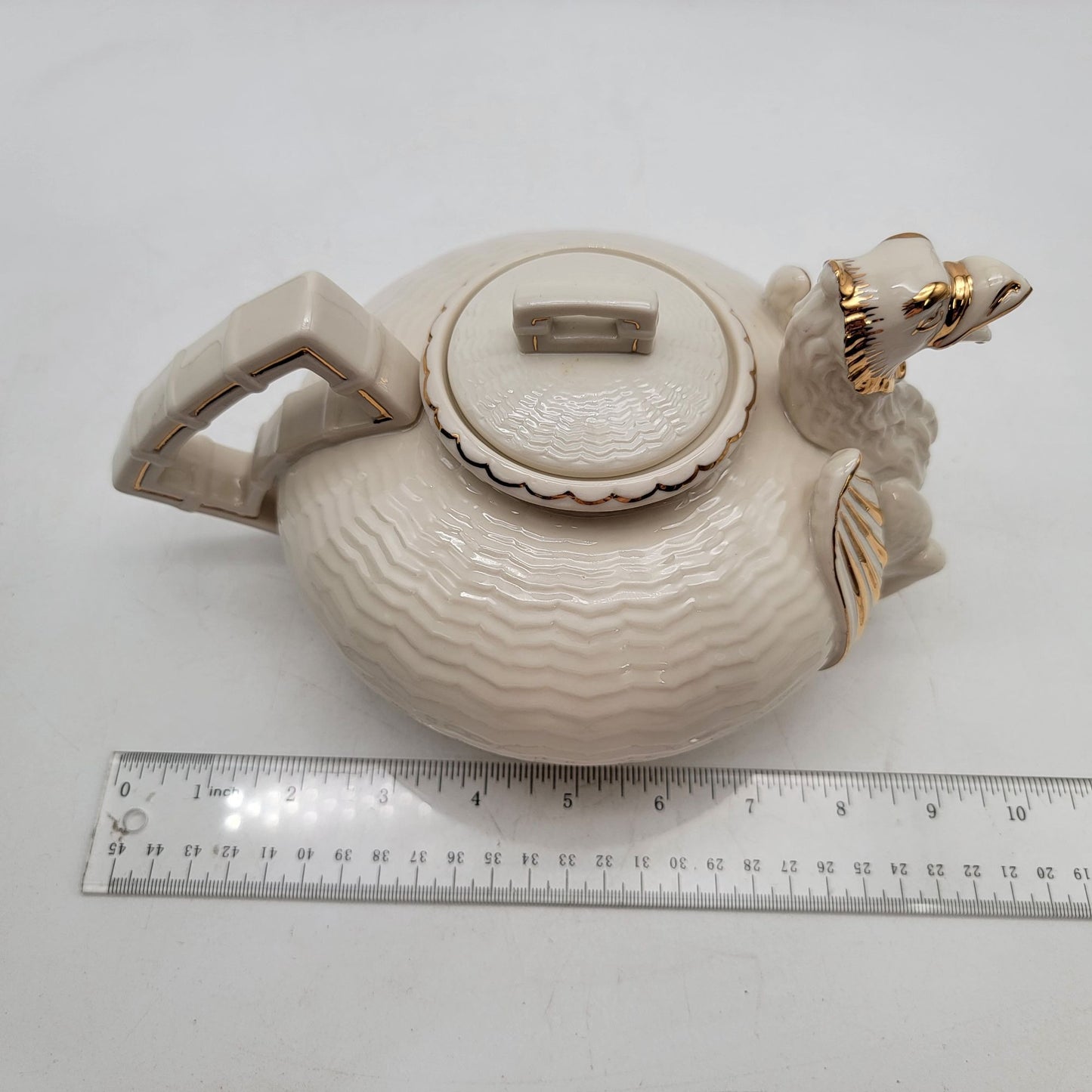 Belleek Dragon Tea Set Teapot Creamer Sugar Bowl & Tea Cups with Saucers - as found