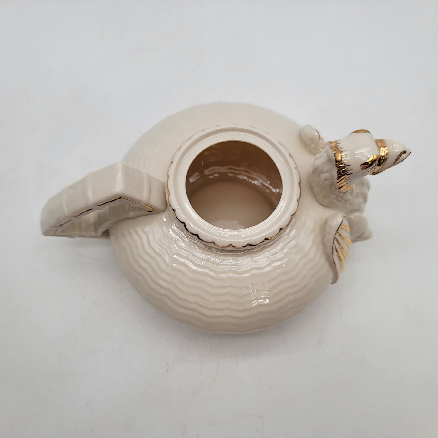 Belleek Dragon Tea Set Teapot Creamer Sugar Bowl & Tea Cups with Saucers - as found