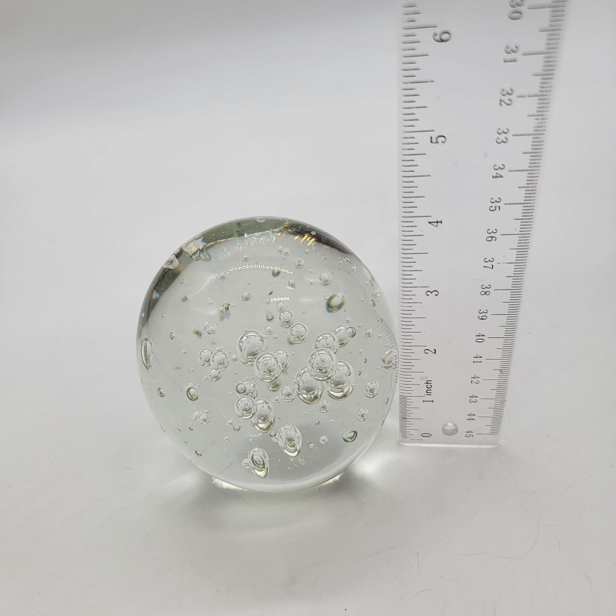Vintage Large Controlled Bubbles Clear Art Glass Paperweight