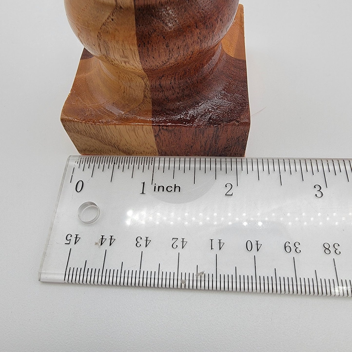 Vintage Hand-Turned Marquetry Wood Candle Holders Set Of 2
