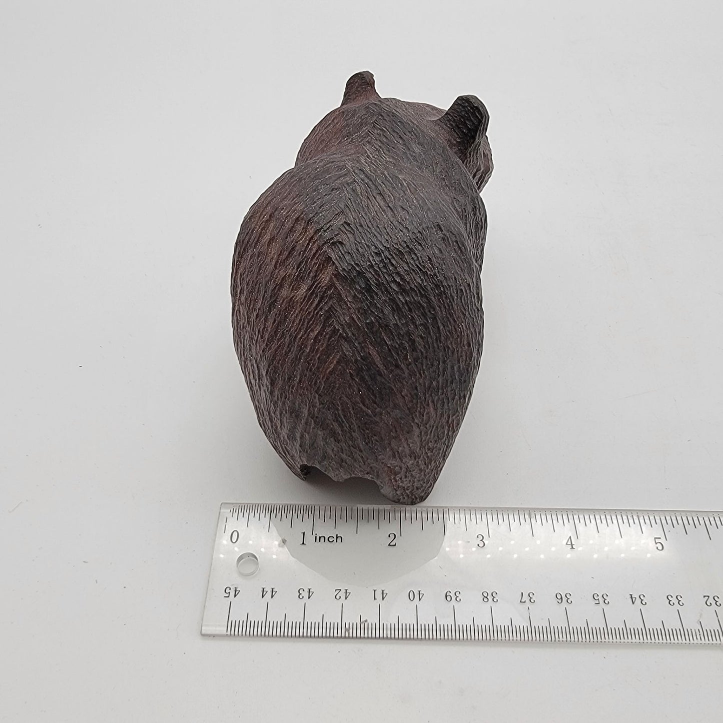 Japanese Kibori Kuma Carved Wooden Bear With Fish Figurine