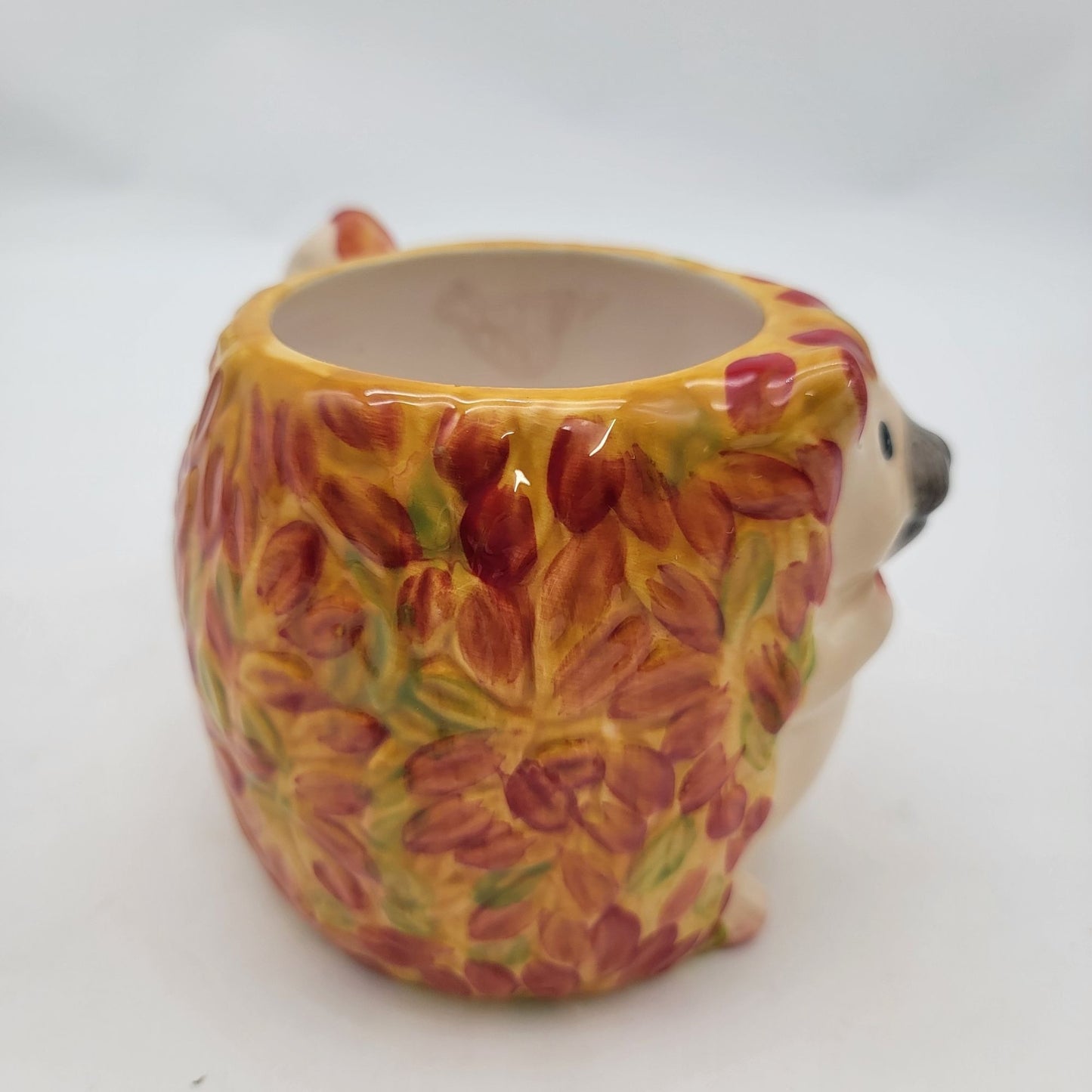 Pier 1 Hedgehog Mug With Autumn Leaves Design