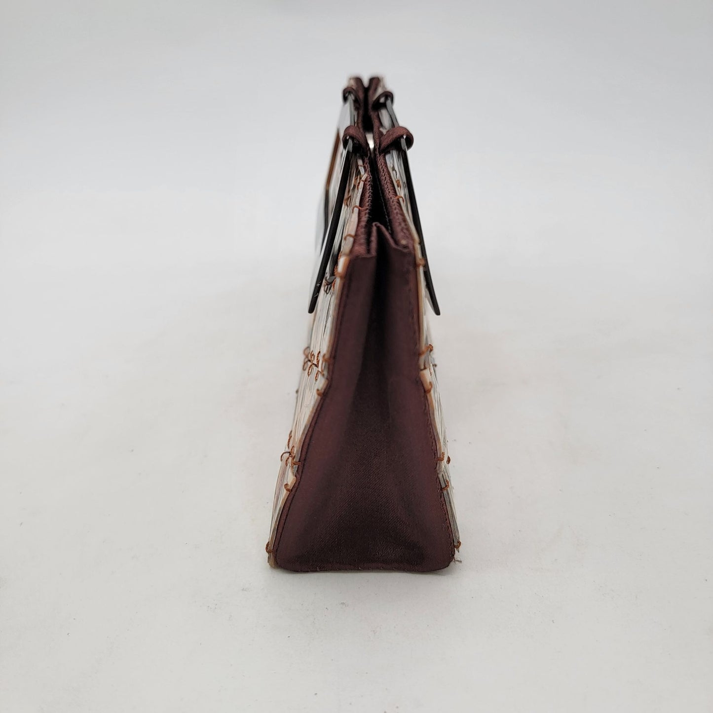 Shell Tiled Clutch Purse With Lucite Tortoise Shell Handles