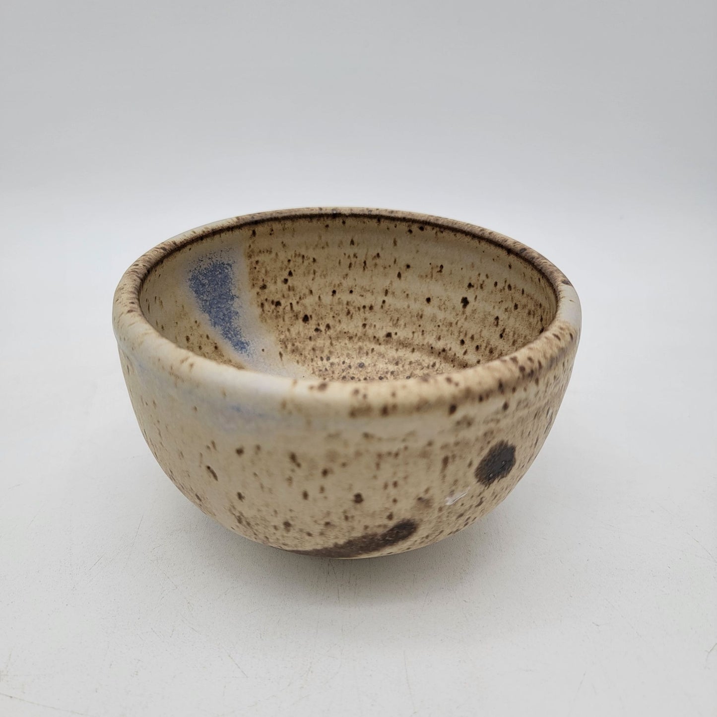 Vintage Handcrafted Stoneware Pottery Bowl With Earthy Tones & Speckled Glaze