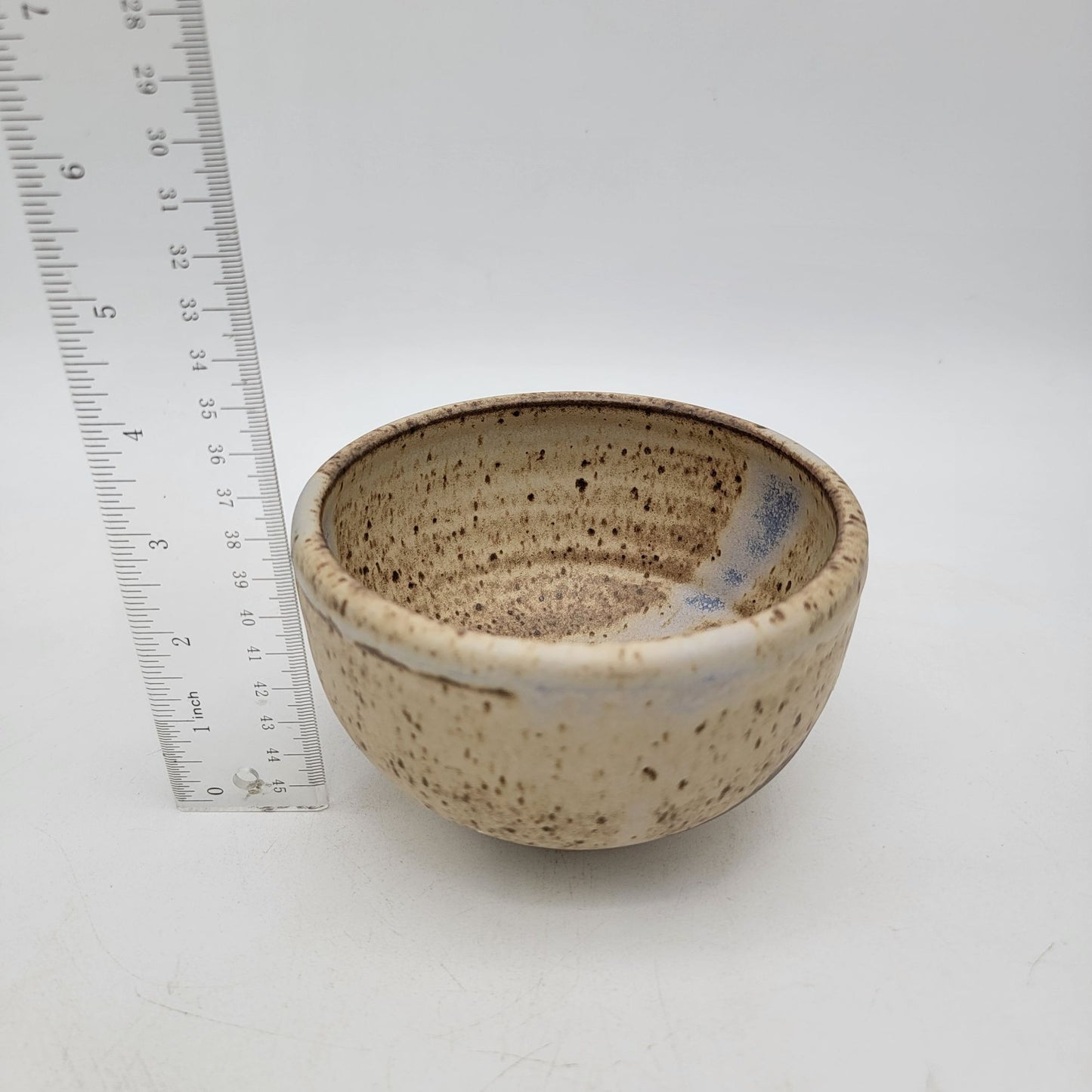 Vintage Handcrafted Stoneware Pottery Bowl With Earthy Tones & Speckled Glaze