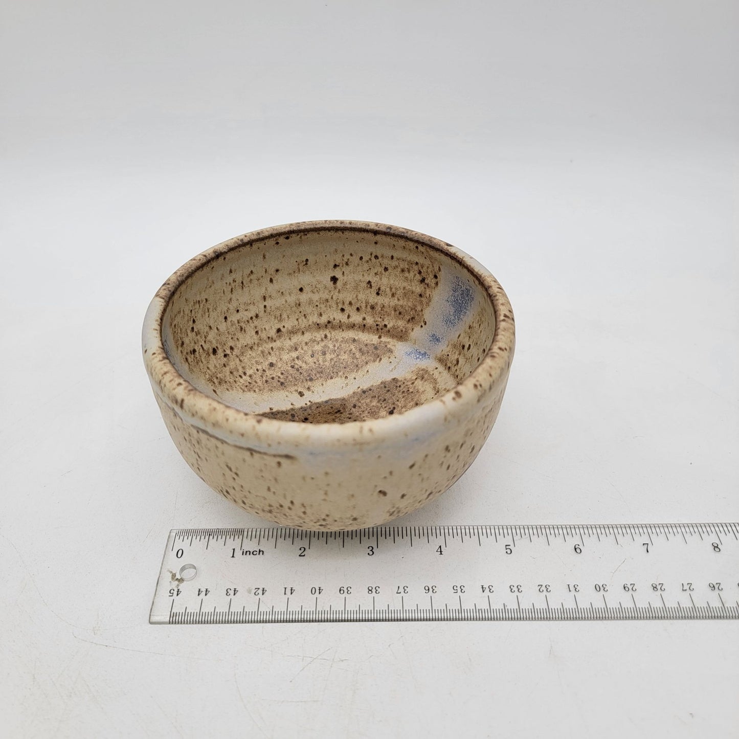 Vintage Handcrafted Stoneware Pottery Bowl With Earthy Tones & Speckled Glaze