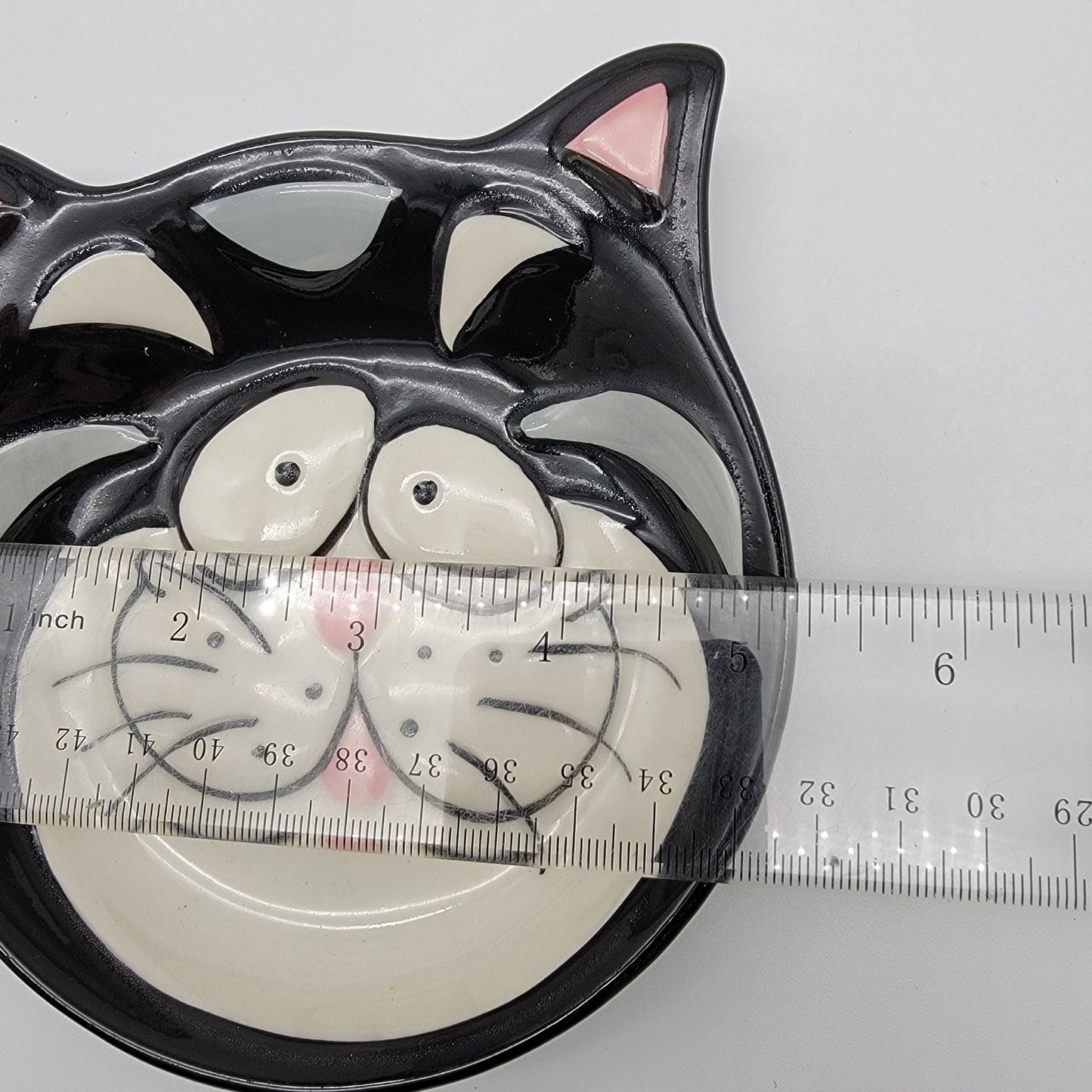 Whisker City Black & White Cat Dish