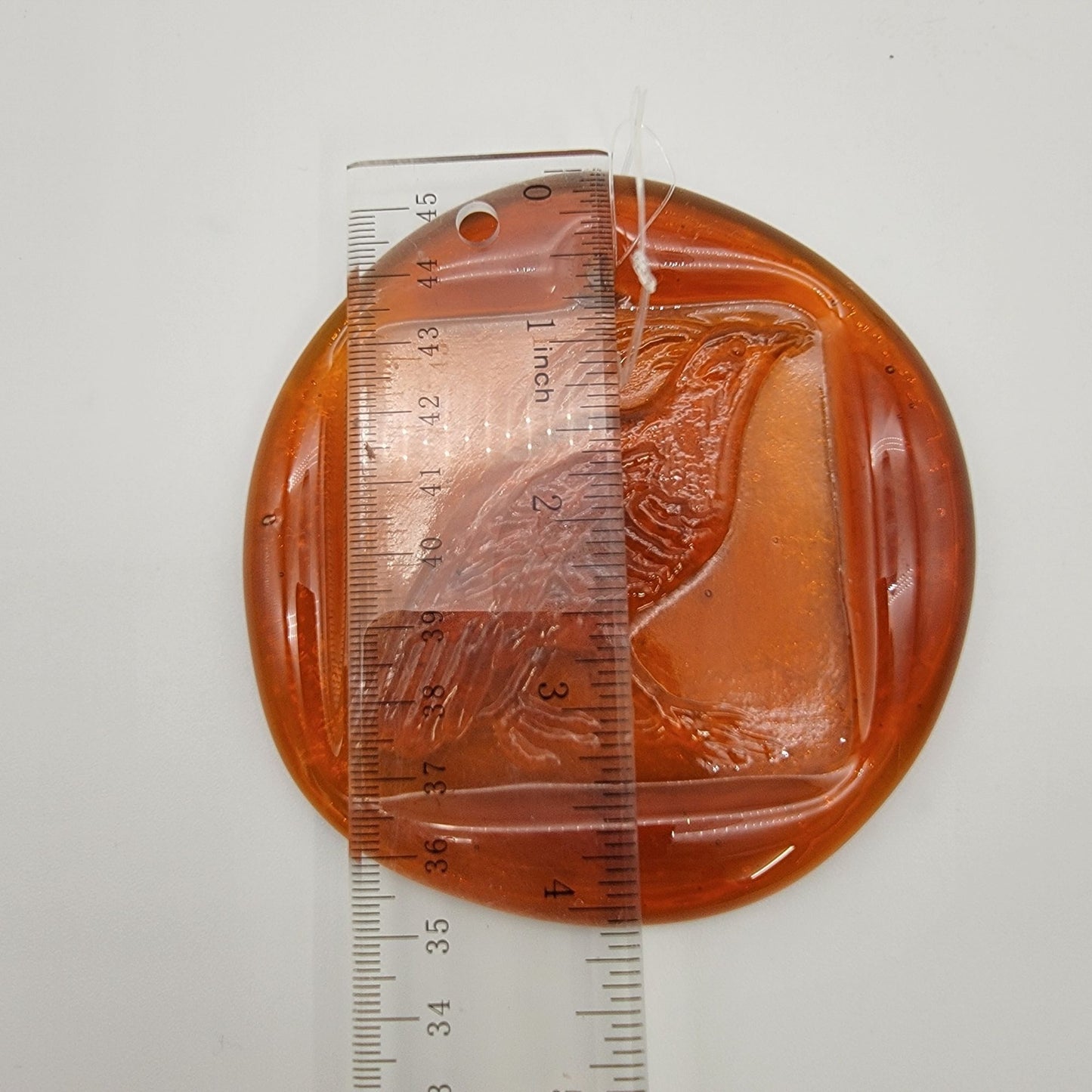 Blenko Glass Tangerine Pheasant Bird Sun Catcher