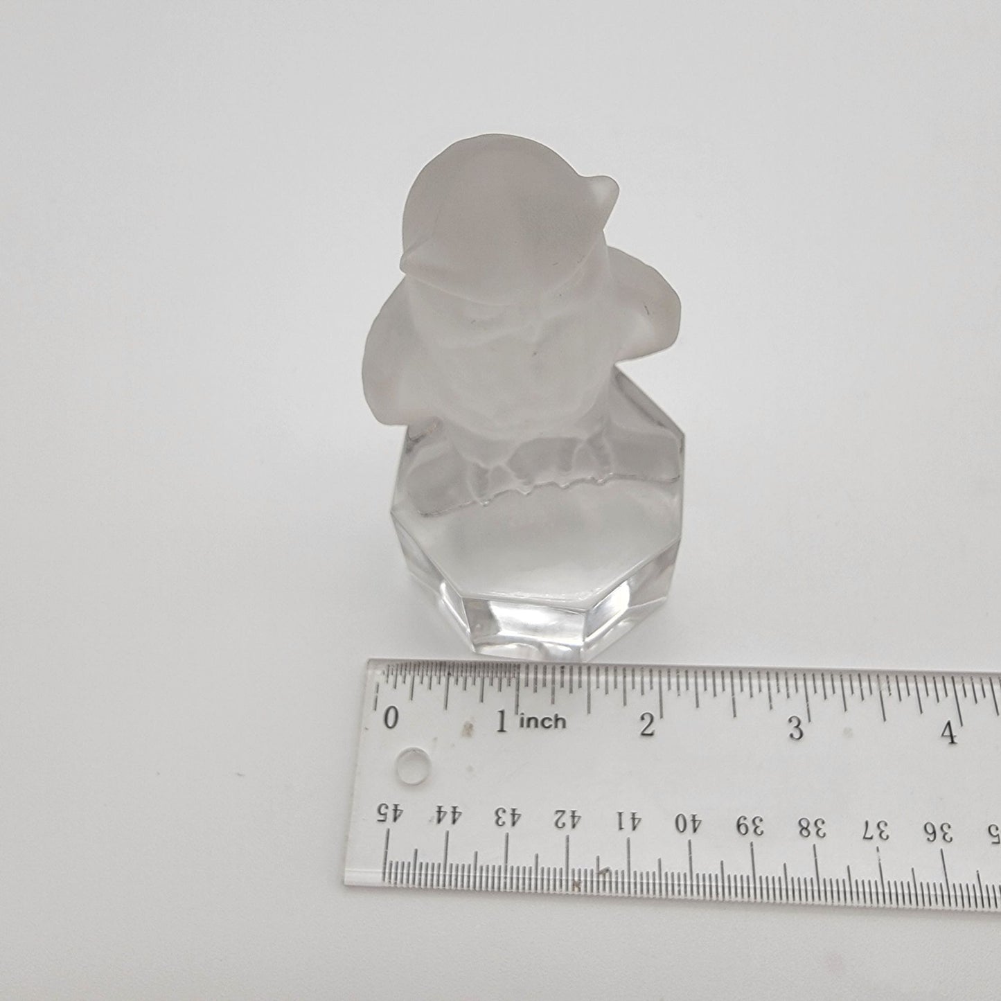 Vintage 1985 Goebel Frosted Crystal Owl Glass Figurine