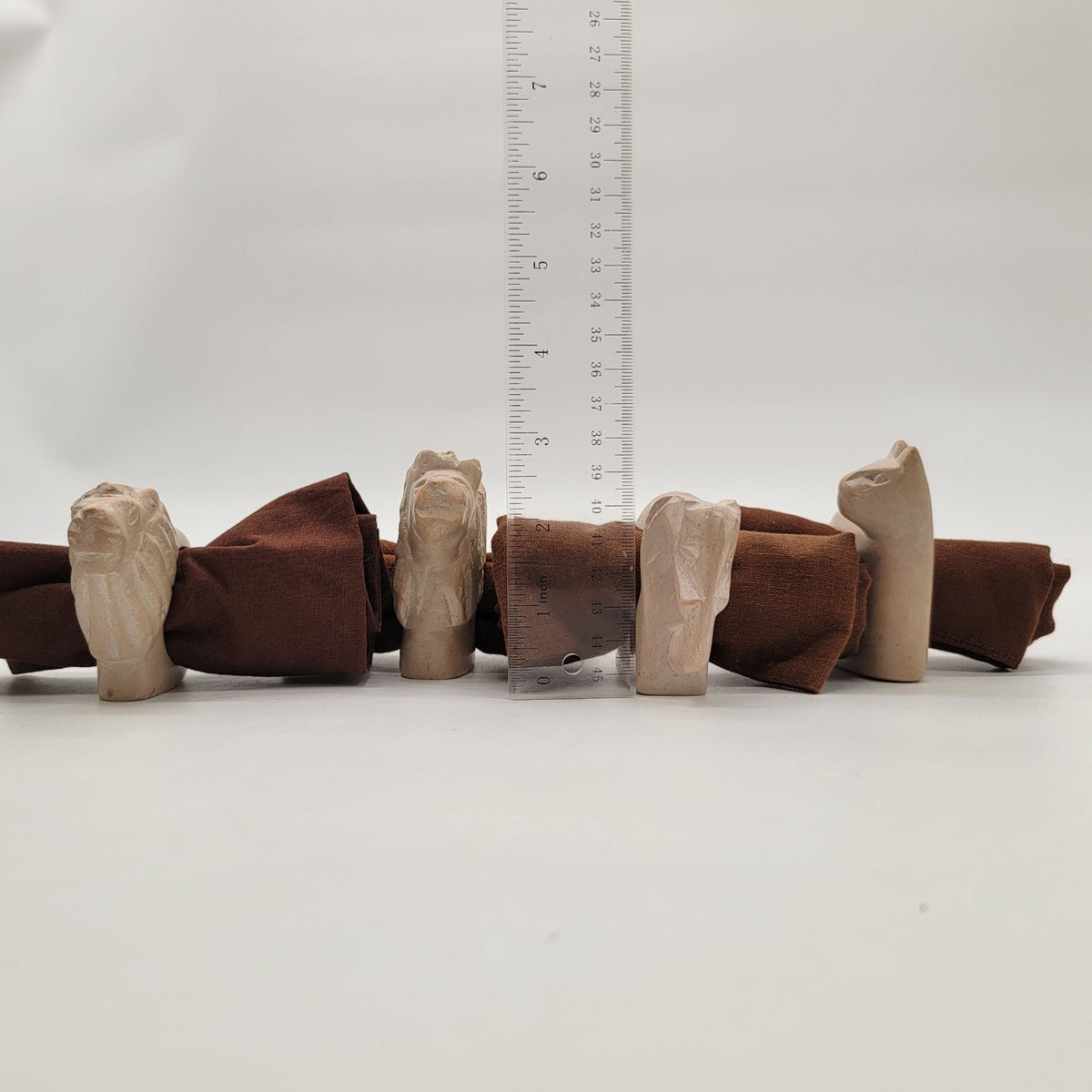 Vintage Carved Soapstone Animal Napkin Rings Set Of 4