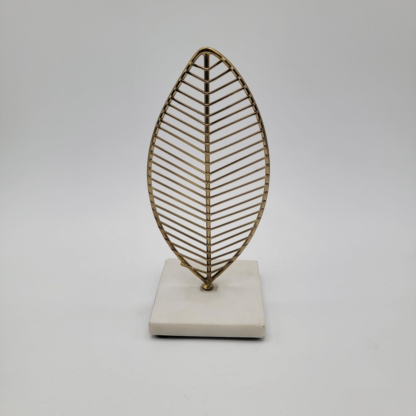 Pair of Gold Leaf Wire Sculpture Decor With Marble Base