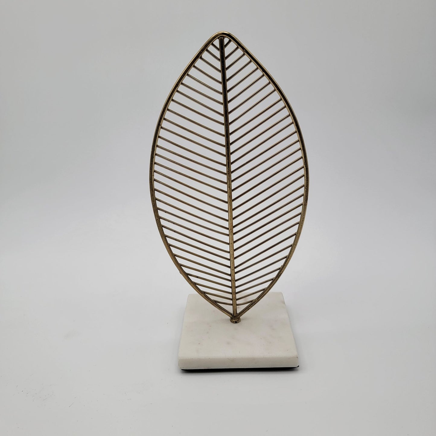 Pair of Gold Leaf Wire Sculpture Decor With Marble Base