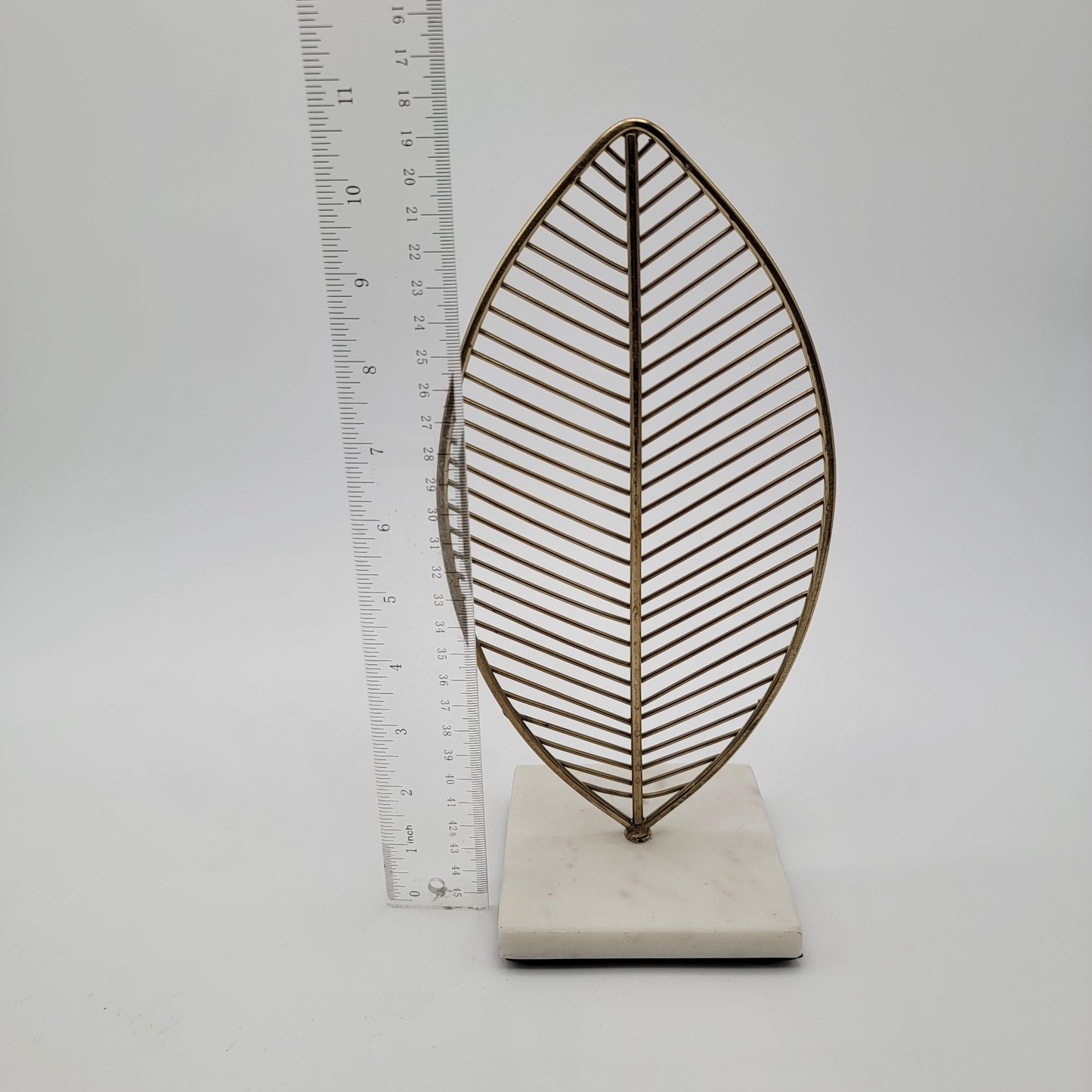 Pair of Gold Leaf Wire Sculpture Decor With Marble Base