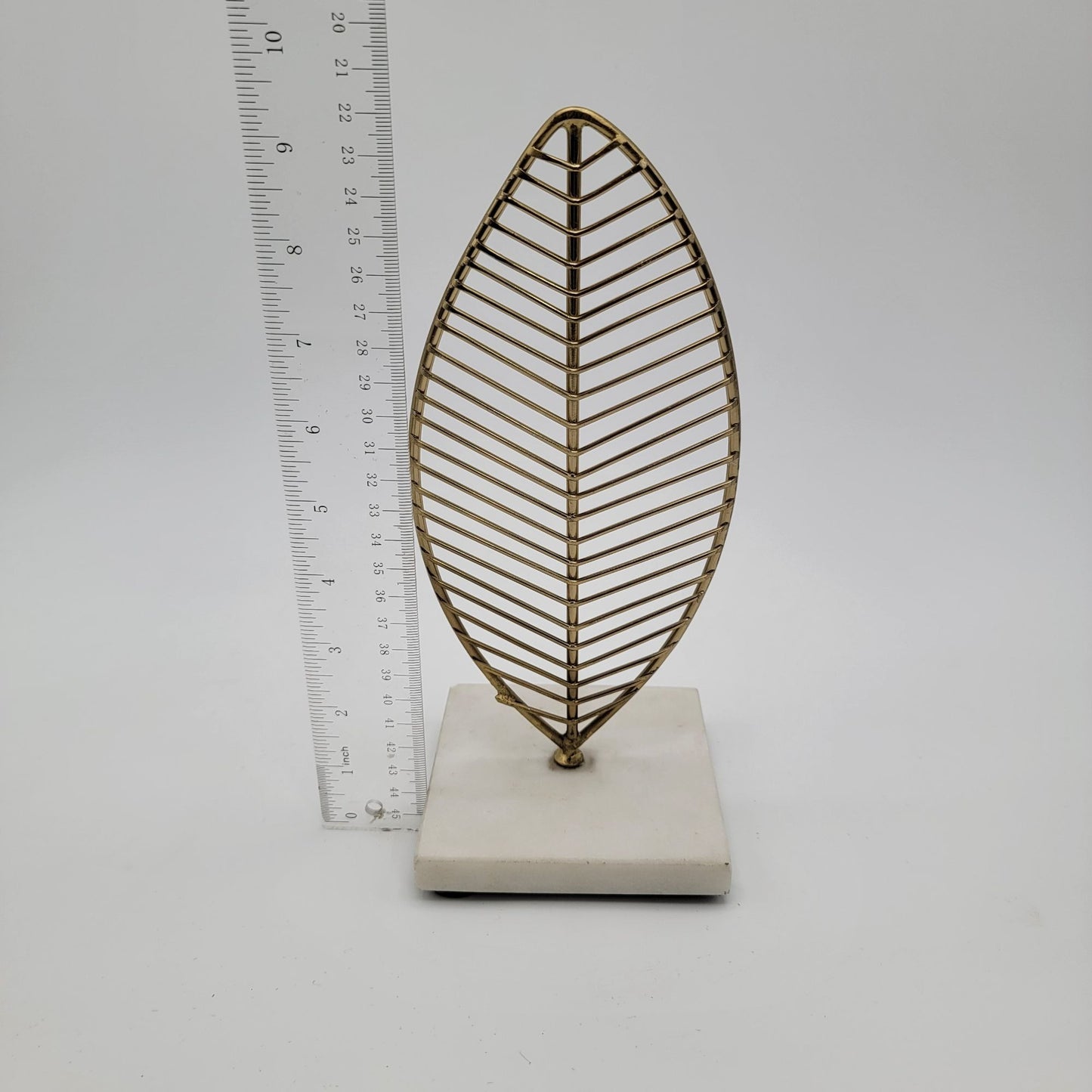 Pair of Gold Leaf Wire Sculpture Decor With Marble Base
