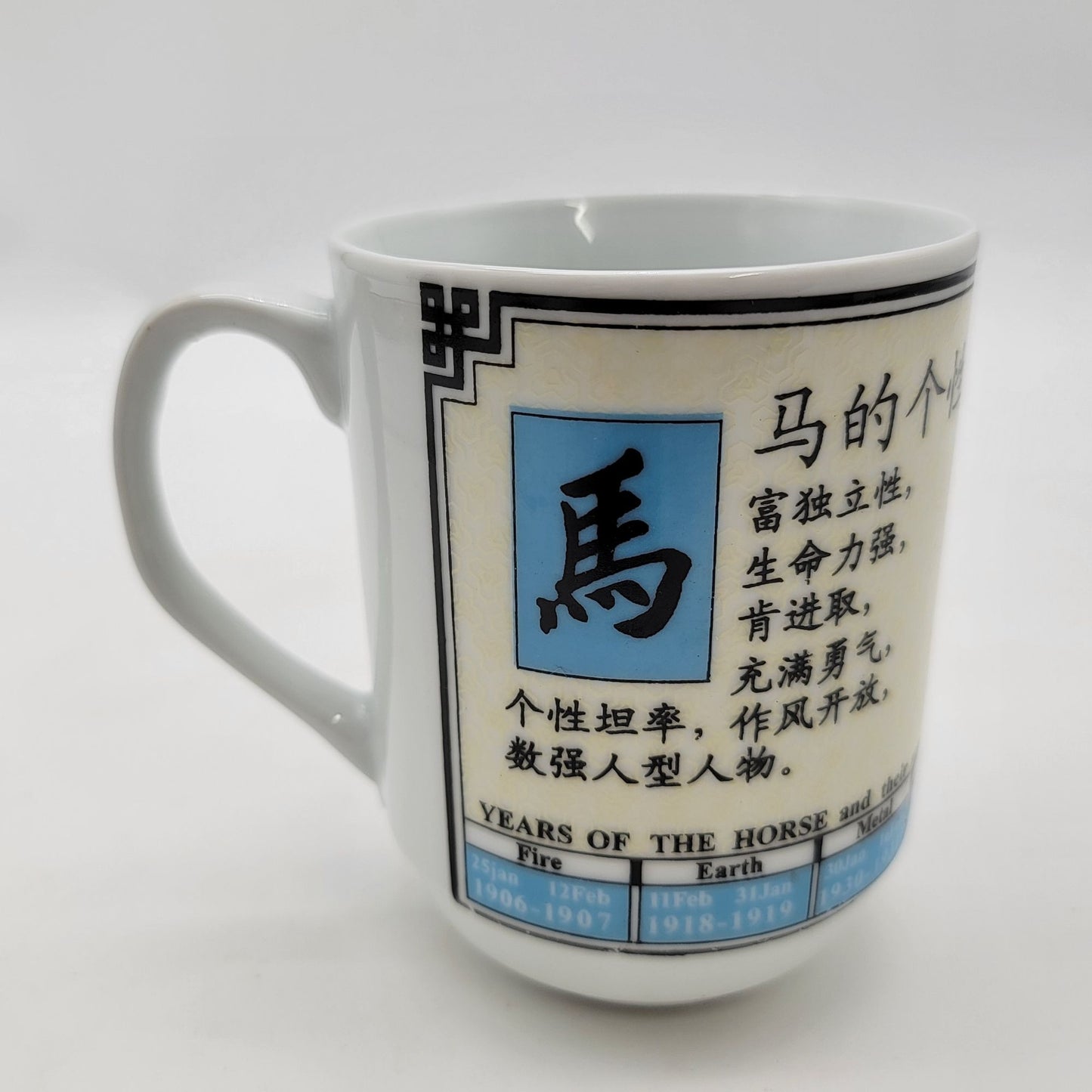 Chinese Zodiac Year of the Horse Porcelain Mug