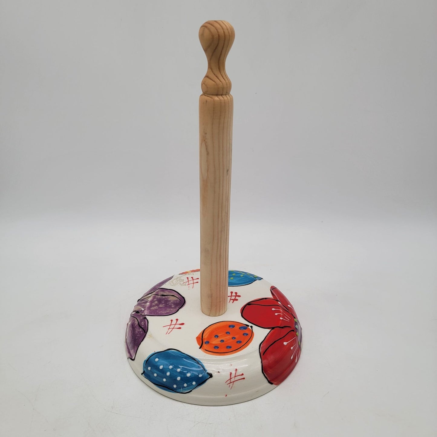 Enameled Colorful Flower Pattern Paper Towel Holder