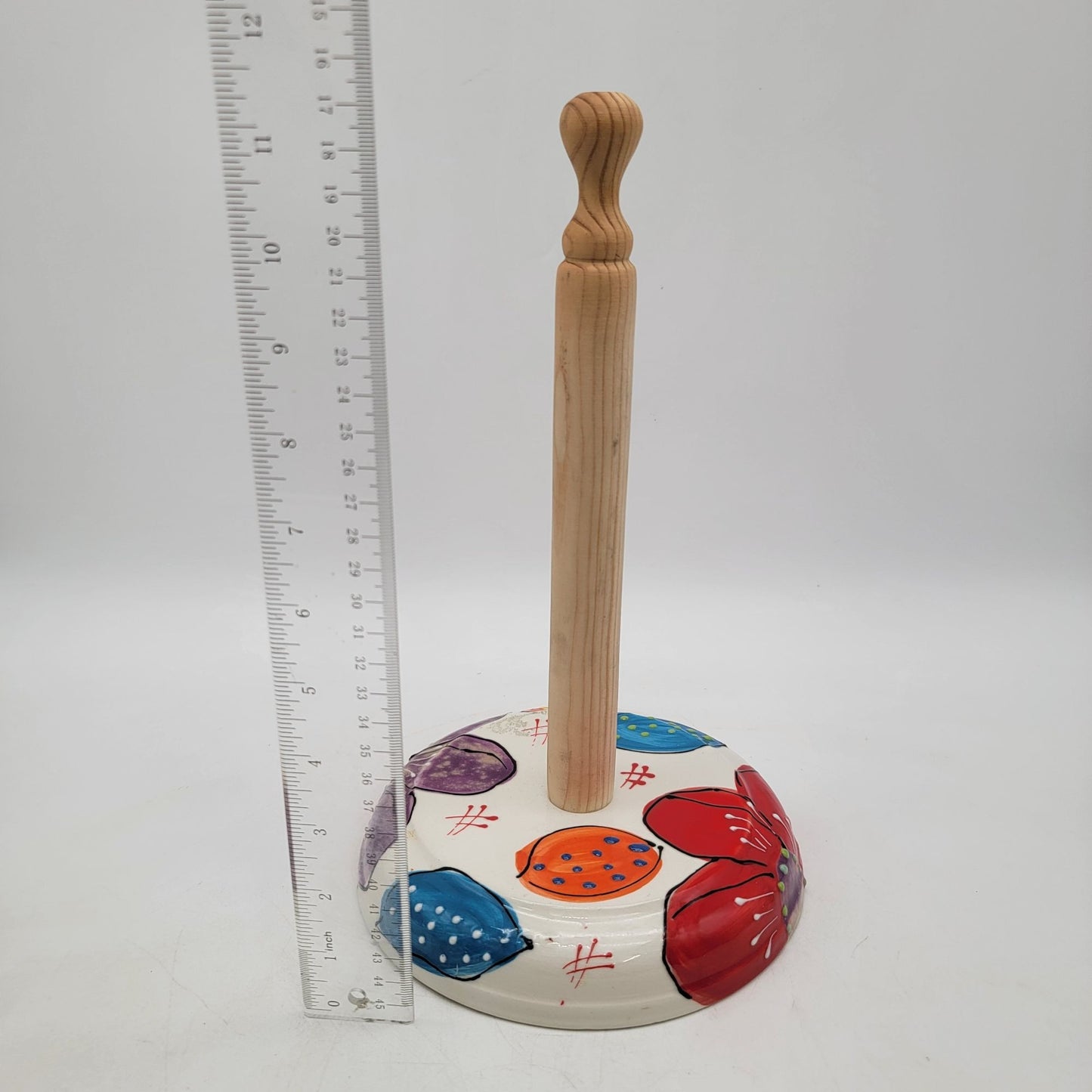 Enameled Colorful Flower Pattern Paper Towel Holder